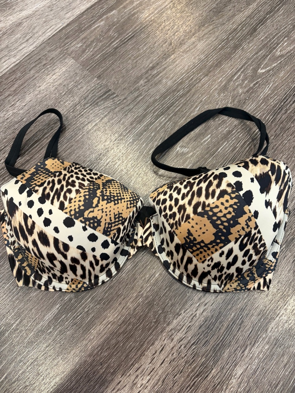 Victoria's Secret Leopard & Tan Patchwork Lined Bra